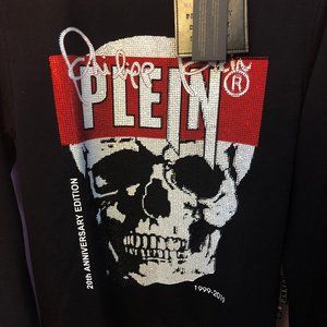 Philipp Plein Men Strass Skull Black Sweatshirt L